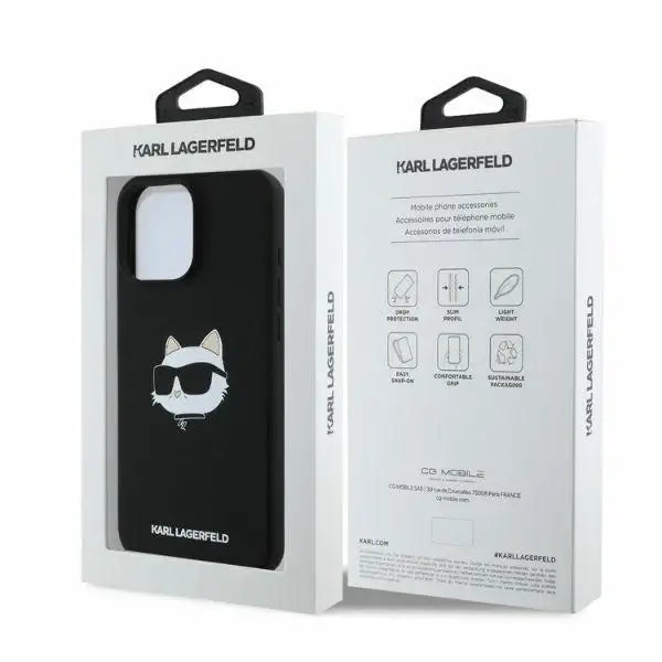 Karl Lagerfeld Silicone Choupette Head Print MagSafe case for iPhone 16 Pro Max - black - Cell phone cases