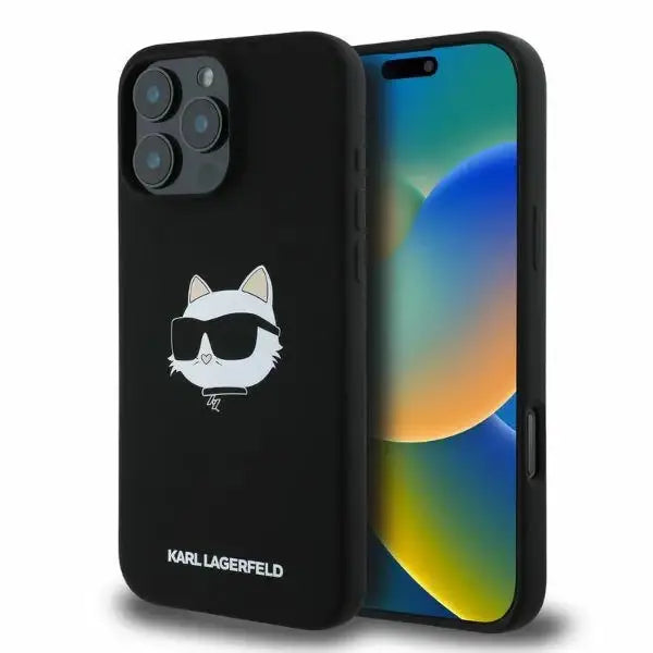 Karl Lagerfeld Silicone Choupette Head Print MagSafe case for iPhone 16 Pro Max - black - Cell phone cases