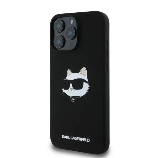 Karl Lagerfeld Silicone Choupette Head Print MagSafe case for iPhone 16 Pro Max - black - Cell phone cases
