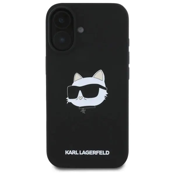 Karl Lagerfeld Silicone Choupette Head Print MagSafe iPhone 16 Case - Black - Cell phone cases and covers<<<HurtelXML