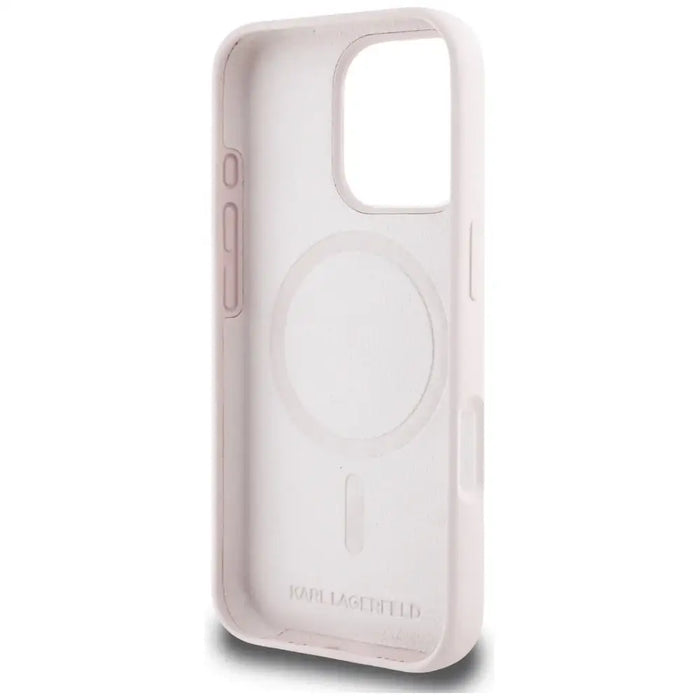 Karl Lagerfeld Silicone Double Heads And Circle MagSafe Case for iPhone 16 Pro Pink - Cell phone cases