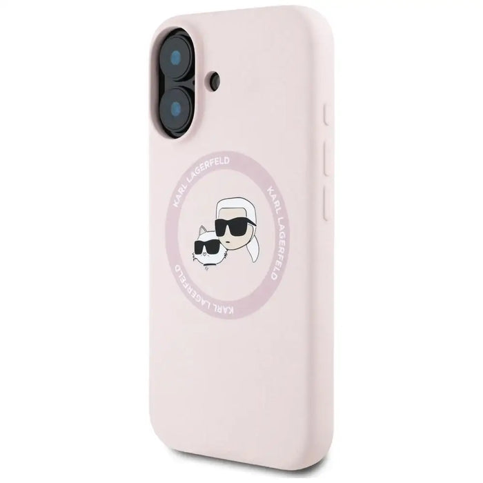 Karl Lagerfeld Silicone Double Heads And Circle MagSafe Case for iPhone 16 Pink - Cell phone cases