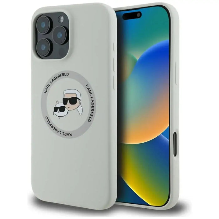 Karl Lagerfeld Silicone Double Heads And Circle MagSafe case for iPhone 16 Pro Max beige - Cell phone cases
