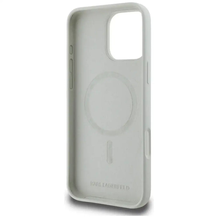 Karl Lagerfeld Silicone Double Heads And Circle MagSafe Case for iPhone 16 Pro Beige - Cell phone cases