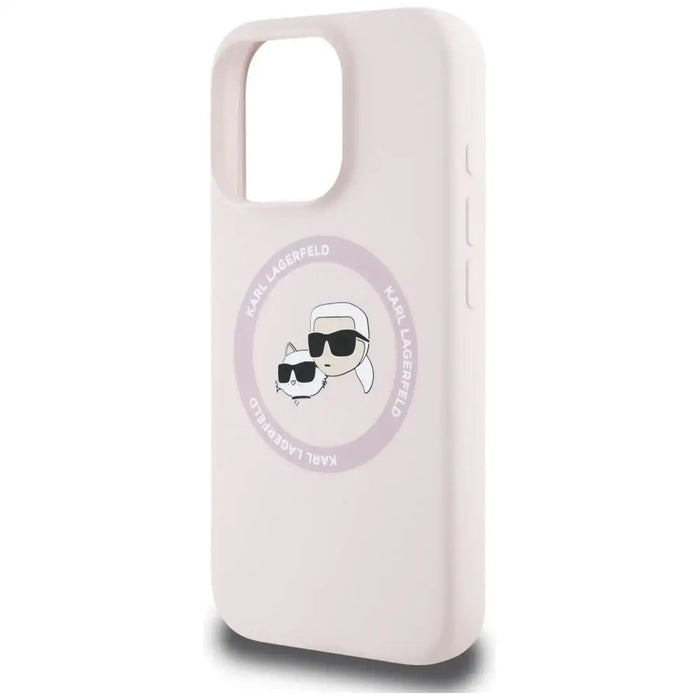 Karl Lagerfeld Silicone Double Heads And Circle MagSafe Case for iPhone 16 Pro Pink - Cell phone cases