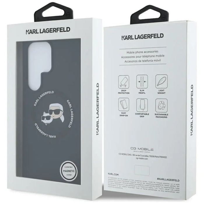 Karl Lagerfeld Silicone Double Heads And Circle MagSafe Samsung Galaxy S25 Ultra case black - Cell phone cases
