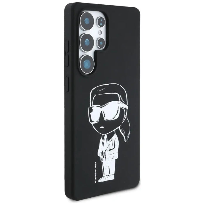 Karl Lagerfeld Silicone Graffiti Ikonik Printed Logo MagSafe Case for Samsung Galaxy S25 Ultra - Black - Cell phone