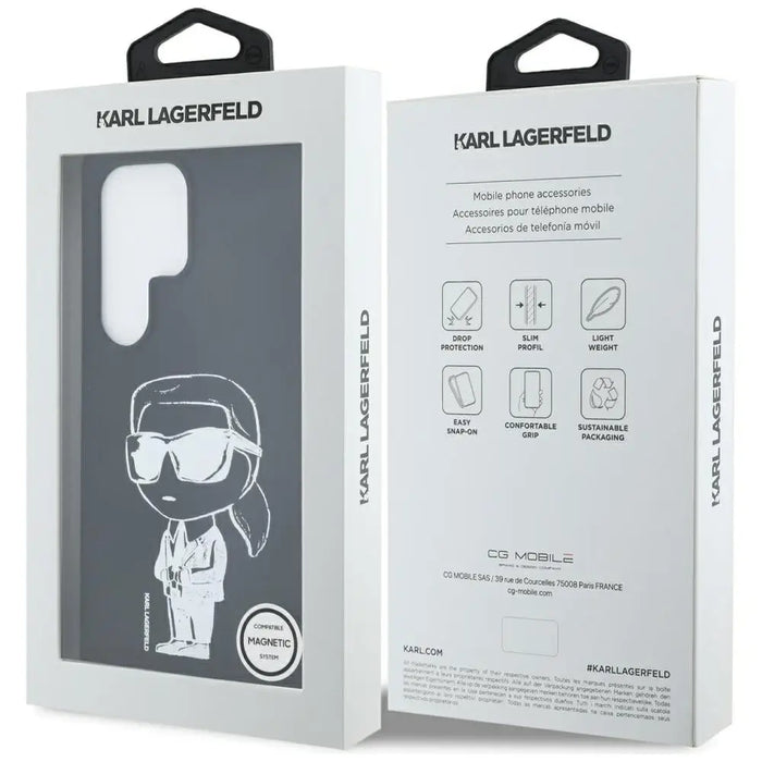 Karl Lagerfeld Silicone Graffiti Ikonik Printed Logo MagSafe Case for Samsung Galaxy S25 Ultra - Black - Cell phone