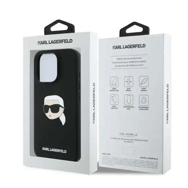 Karl Lagerfeld Silicone Karl Head Print MagSafe case for iPhone 16 Pro Max - black - Cell phone cases