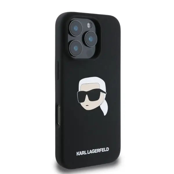 Karl Lagerfeld Silicone Karl Head Print MagSafe case for iPhone 16 Pro Max - black - Cell phone cases