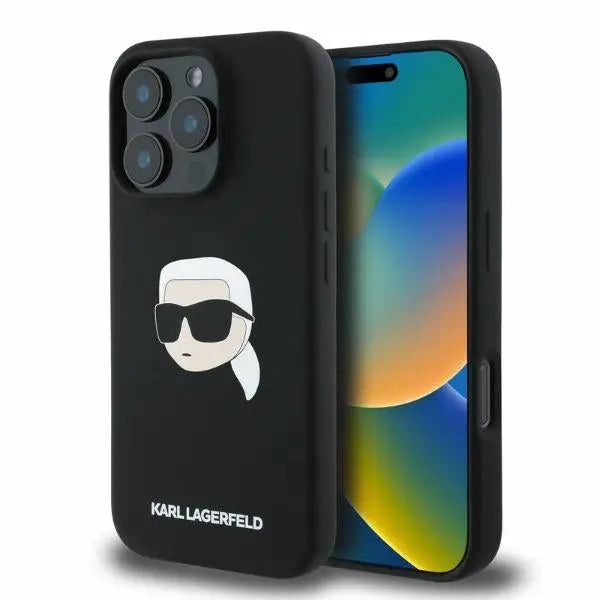 Karl Lagerfeld Silicone Karl Head Print MagSafe case for iPhone 16 Pro Max - black - Cell phone cases