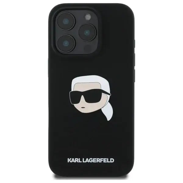 Karl Lagerfeld Silicone Karl Head Print MagSafe iPhone 16 Pro Case - Black - Cell phone cases and covers<<<HurtelXML