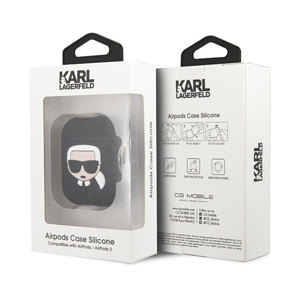 Karl Lagerfeld Silicone Ikonik Case for AirPods 1/2 - Black - Cell phone cases and covers<<<HurtelXML
