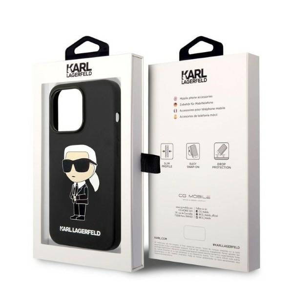 Karl Lagerfeld Silicone Ikonik case for iPhone 14 Pro Max - black - Cell phone cases and covers<<<HurtelXML