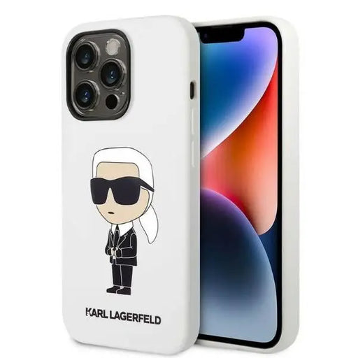 Karl Lagerfeld Silicone Ikonik case for iPhone 14 Pro Max - white - Cell phone cases and covers<<<HurtelXML