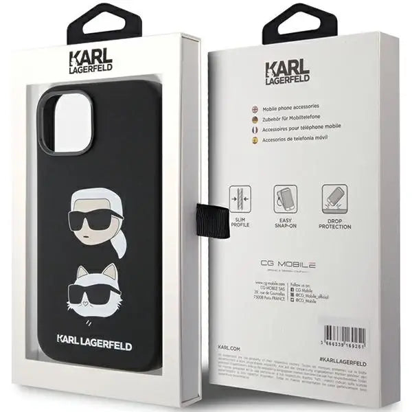 Karl Lagerfeld Silicone Karl&Choupette Head case for iPhone 15 Plus / 14 Plus - black - Cell phone cases