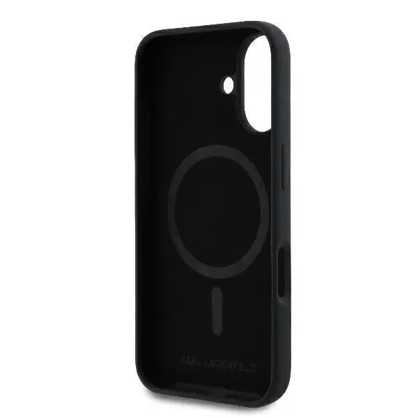 Karl Lagerfeld Silicone Karl&Choupette Heads Ring MagSafe Case for iPhone 16 Plus - Black - Cell phone cases