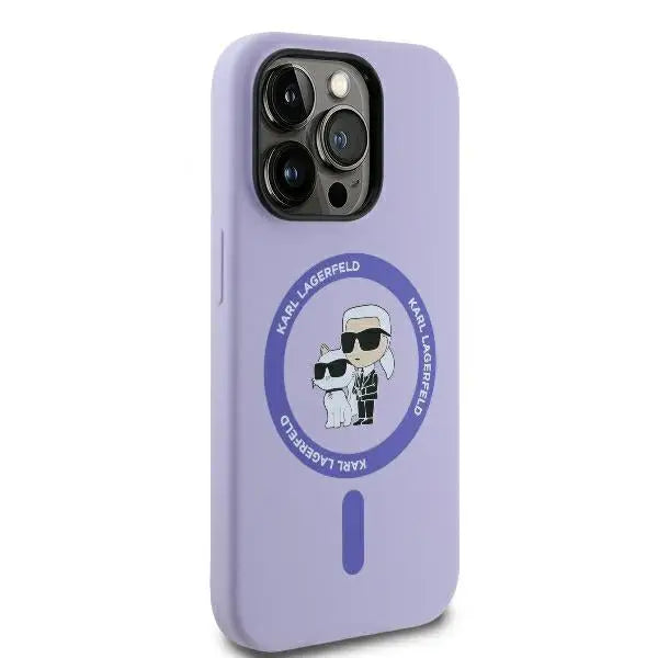 Karl Lagerfeld Silicone Karl&Choupette Heads Ring MagSafe Case for iPhone 14 Pro Max - Purple - Cell phone cases