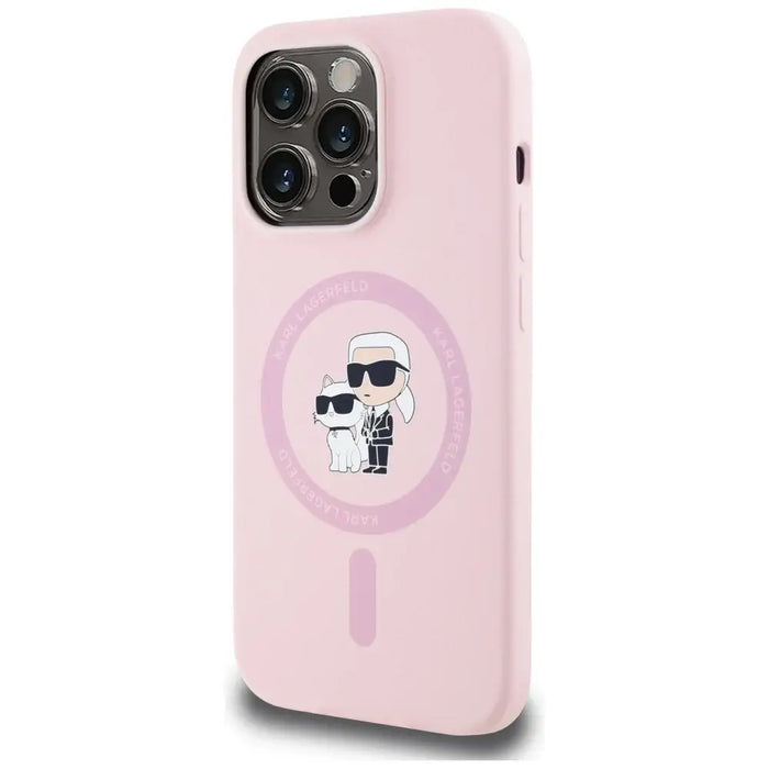 Karl Lagerfeld Silicone Karl&Choupette MagSafe Case for iPhone 14 Pro Max - Pink - Cell phone cases