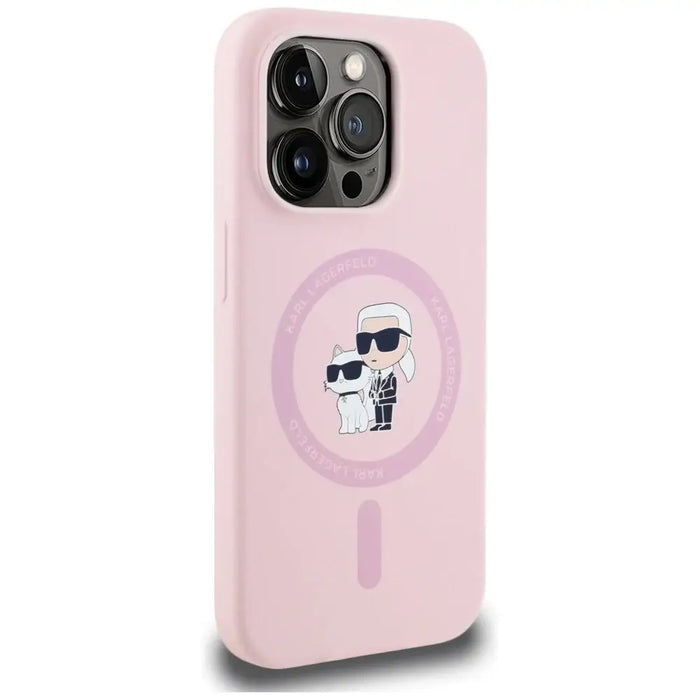 Karl Lagerfeld Silicone Karl&Choupette MagSafe Case for iPhone 14 Pro Max - Pink - Cell phone cases