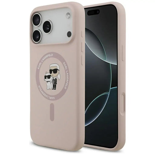 Karl Lagerfeld Silicone Karl&Choupette Ring MagSafe Case for iPhone 17 Pro Max - Pink - Cell phone cases