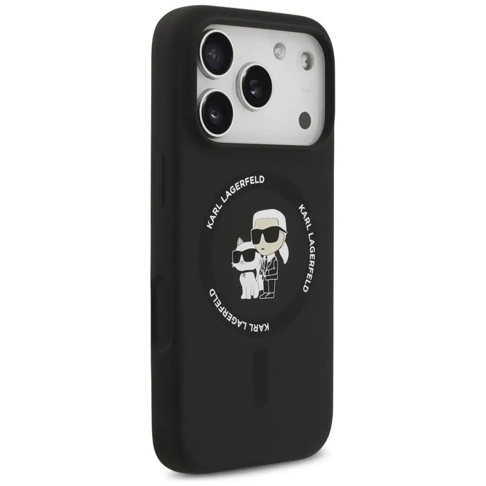 Karl Lagerfeld Silicone Karl&Choupette Ring MagSafe Case for iPhone 17 Pro Max - Black - Cell phone cases