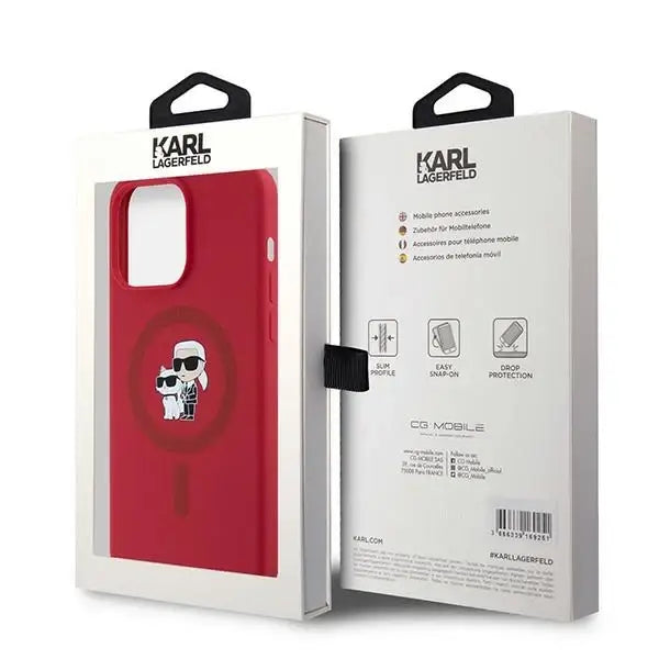 Karl Lagerfeld Silicone Karl&Choupette Ring MagSafe case for iPhone 15 Pro Max - red - Cell phone cases