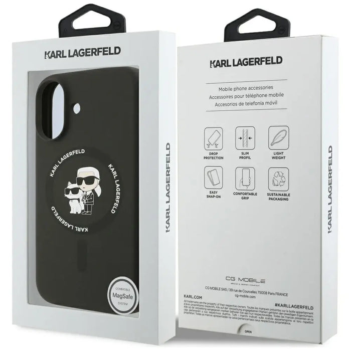 Karl Lagerfeld Silicone Karl&Choupette Ring MagSafe Case for iPhone 17 - Black - Cell phone cases and covers<<<HurtelXML