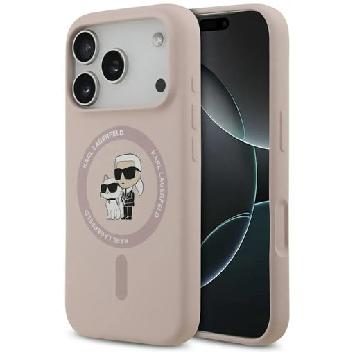 Karl Lagerfeld Silicone Karl&Choupette Ring MagSafe Case for iPhone 17 Pro - Pink - Cell phone cases