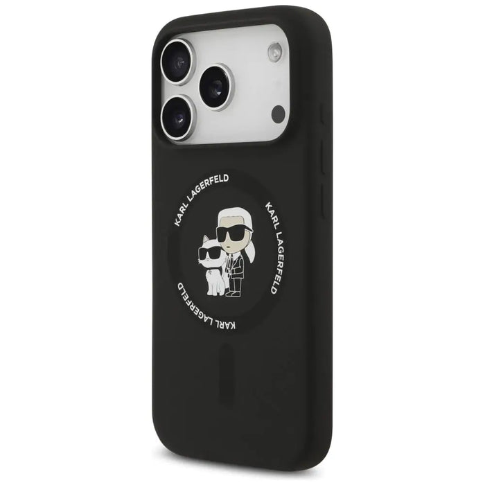 Karl Lagerfeld Silicone Karl&Choupette Ring MagSafe Case for iPhone 17 Pro Max - Black - Cell phone cases