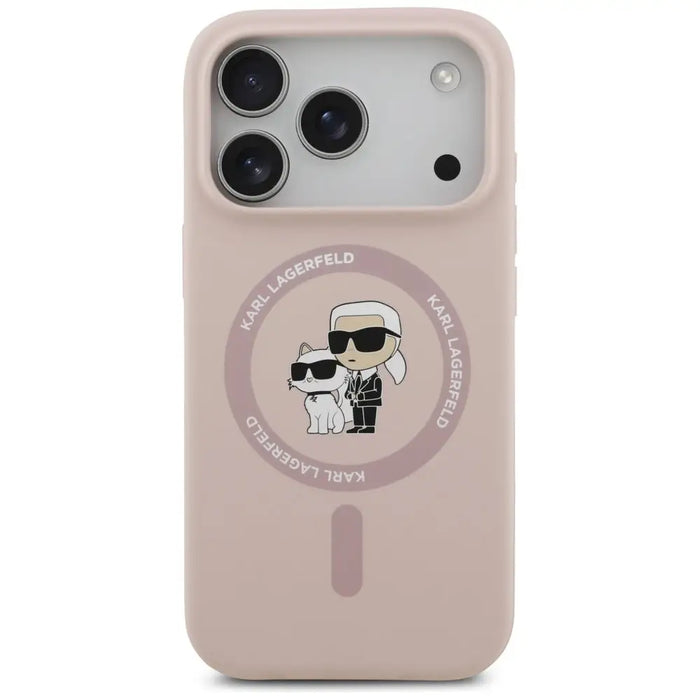 Karl Lagerfeld Silicone Karl&Choupette Ring MagSafe Case for iPhone 17 Pro - Pink - Cell phone cases