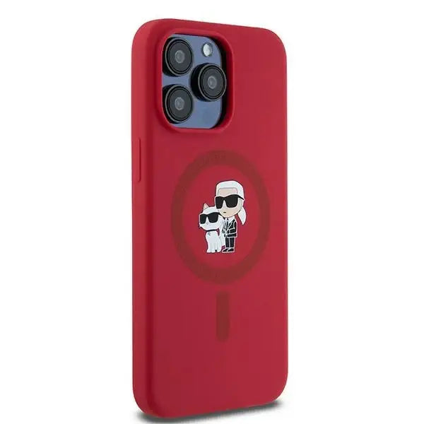 Karl Lagerfeld Silicone Karl&Choupette Ring MagSafe case for iPhone 15 Pro Max - red - Cell phone cases