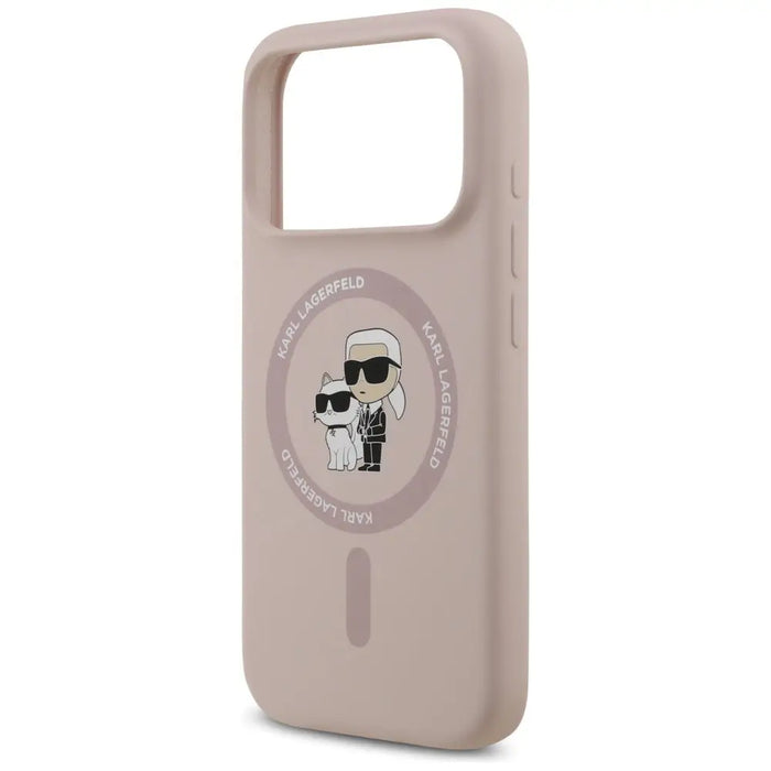 Karl Lagerfeld Silicone Karl&Choupette Ring MagSafe Case for iPhone 17 Pro - Pink - Cell phone cases