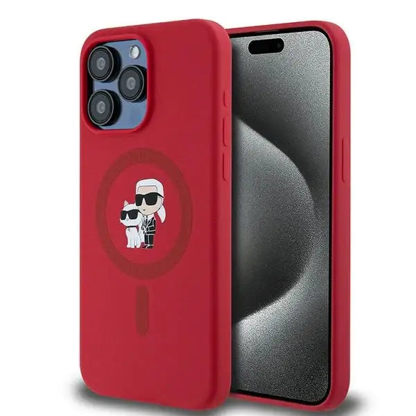 Karl Lagerfeld Silicone Karl&Choupette Ring MagSafe case for iPhone 15 Pro Max - red - Cell phone cases