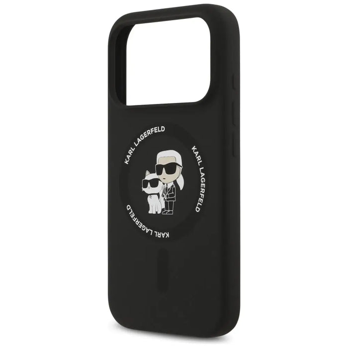 Karl Lagerfeld Silicone Karl&Choupette Ring MagSafe Case for iPhone 17 Pro Max - Black - Cell phone cases
