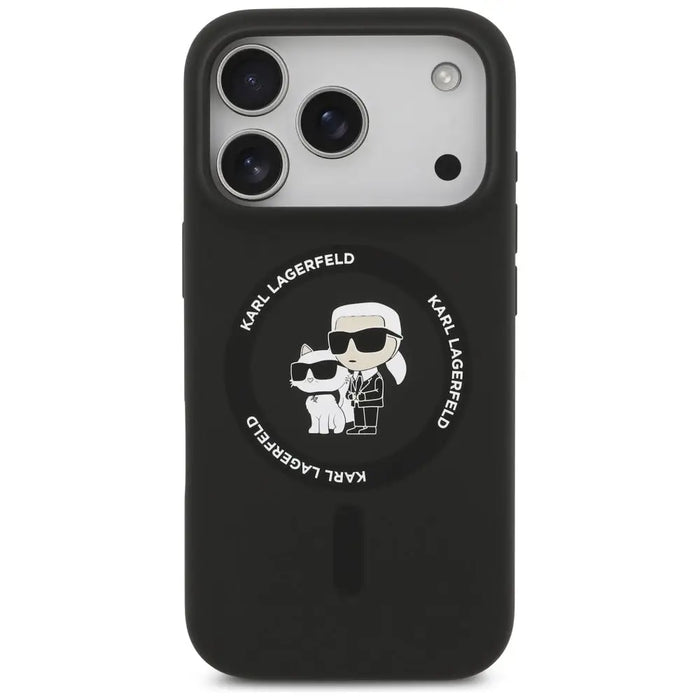 Karl Lagerfeld Silicone Karl&Choupette Ring MagSafe Case for iPhone 17 Pro - Black - Cell phone cases
