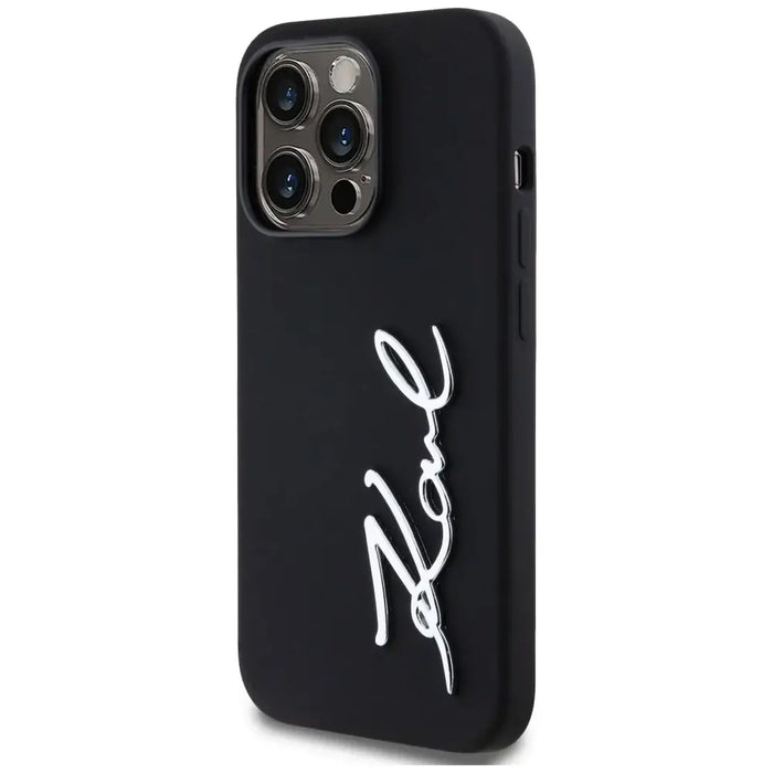 Karl Lagerfeld Silicone Metal Script Logo Case for iPhone 14 Pro Black - Cell phone cases and covers<<<HurtelXML