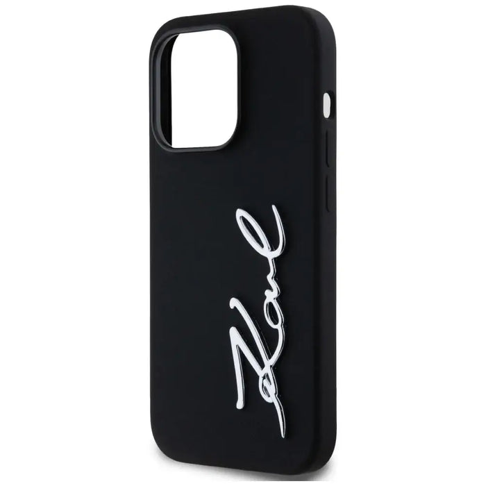 Karl Lagerfeld Silicone Metal Script Logo Case for iPhone 14 Pro Black - Cell phone cases and covers<<<HurtelXML