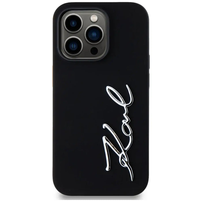 Karl Lagerfeld Silicone Metal Script Logo Case for iPhone 14 Pro Black - Cell phone cases and covers<<<HurtelXML