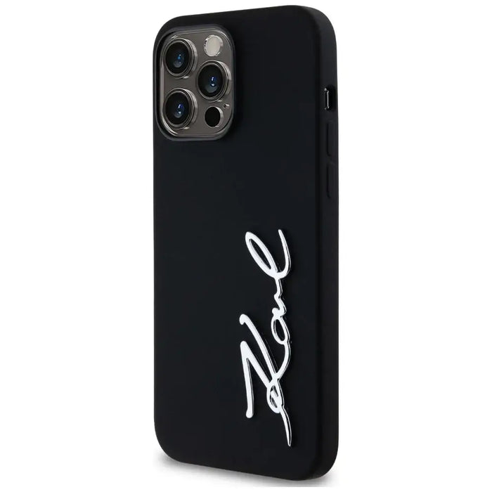 Karl Lagerfeld Silicone Metal Script Logo Case for iPhone 14 Pro Max Black - Cell phone cases and covers<<<HurtelXML