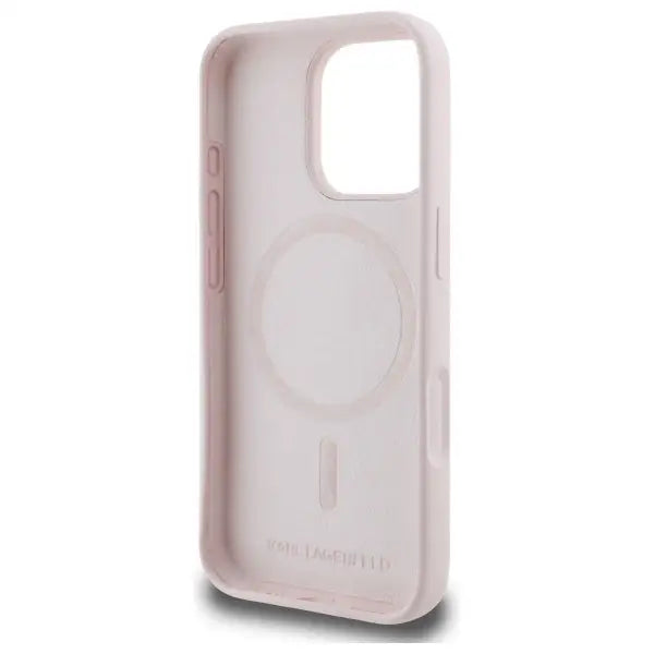 Karl Lagerfeld Silicone Nauble Heads Print MagSafe Case for iPhone 16 Pro Max - Pink - Cell phone cases