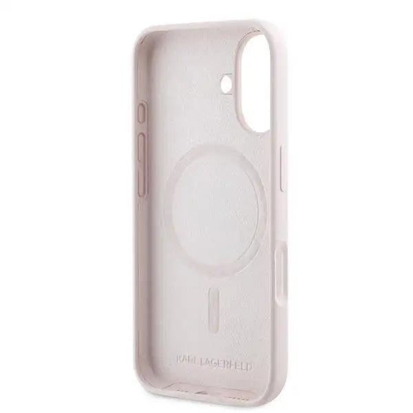 Karl Lagerfeld Silicone Nauble Heads Print MagSafe Case for iPhone 16 Plus - Pink - Cell phone cases