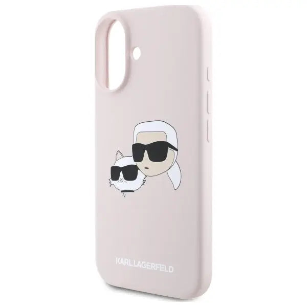 Karl Lagerfeld Silicone Nauble Heads Print MagSafe Case for iPhone 16 - Pink - Cell phone cases and covers<<<HurtelXML