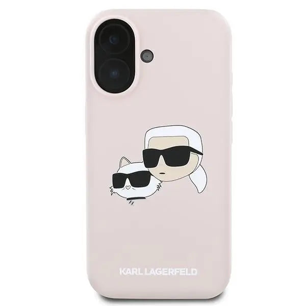 Karl Lagerfeld Silicone Nauble Heads Print MagSafe Case for iPhone 16 Plus - Pink - Cell phone cases