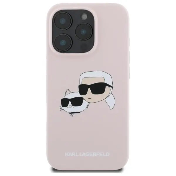 Karl Lagerfeld Silicone Nauble Heads Print MagSafe Case for iPhone 16 Pro Max - Pink - Cell phone cases