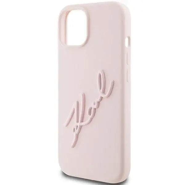 Karl Lagerfeld Silicone Karl Script case for iPhone 15 - pink - Cell phone cases and covers<<<HurtelXML