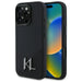 Karl Lagerfeld Silicone Shadow Metal Initial MagSafe Case for iPhone 16 Pro Max - Black - Cell phone cases