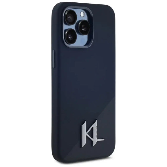 Karl Lagerfeld Silicone Shadow Metal Initial MagSafe Case for iPhone 15 Pro Black - Cell phone cases