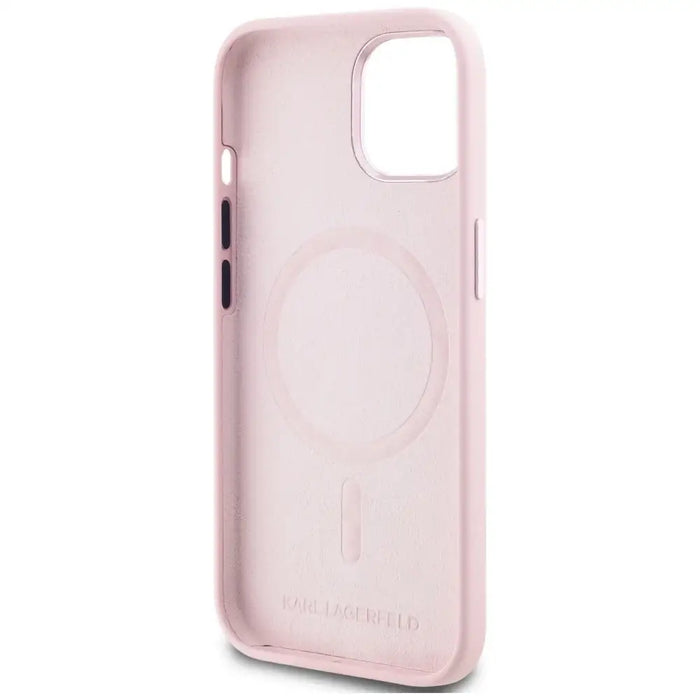 Karl Lagerfeld Silicone Shadow Metal Initial MagSafe iPhone 15 Case Pink - Cell phone cases and covers<<<HurtelXML