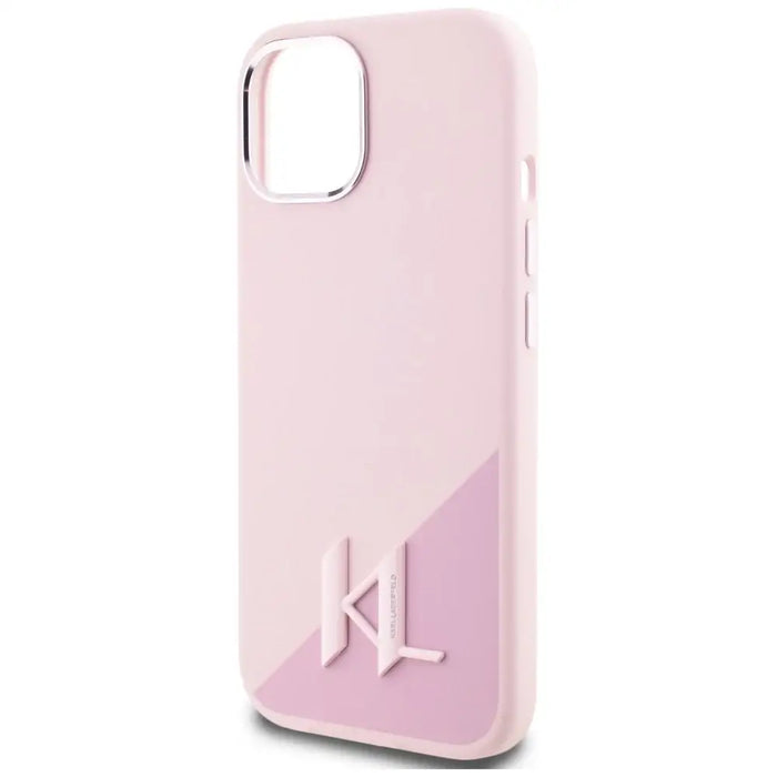 Karl Lagerfeld Silicone Shadow Metal Initial MagSafe iPhone 15 Case Pink - Cell phone cases and covers<<<HurtelXML